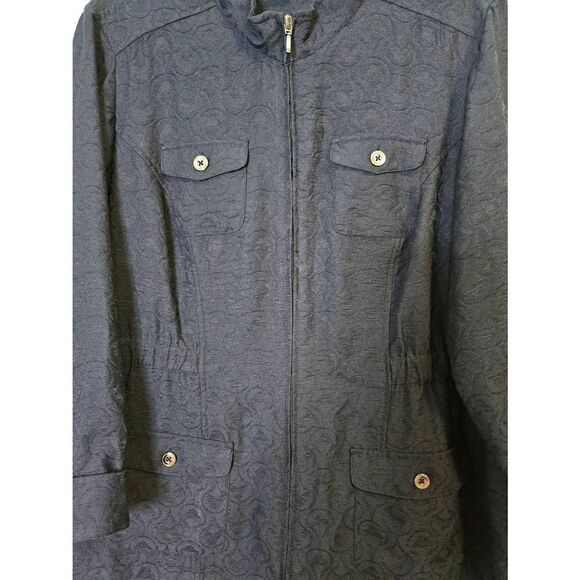 Christopher & Banks navy blue zip up jacket.  Size P/XL. - Picture 2 of 5